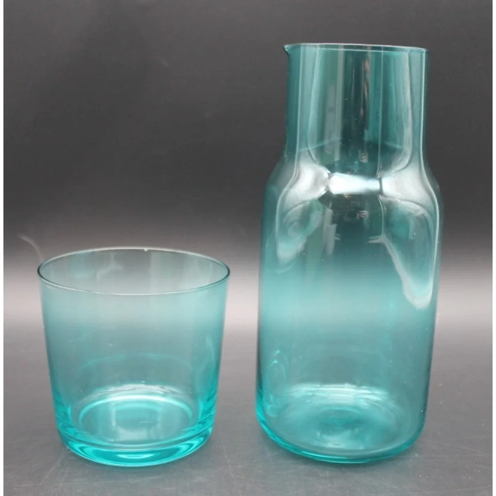 Jonathan Adler Biba Bedside Carafe Set Carafe Cup Blue Glass NEW IN BOX